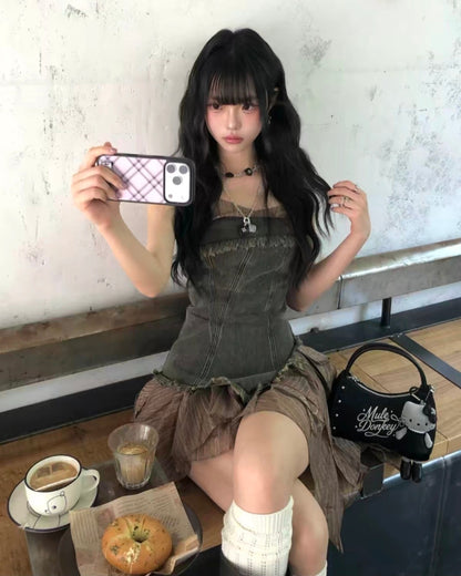 フェアリーコアアシメントリーフリルワンピース