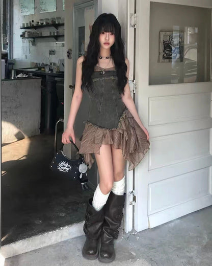 フェアリーコアアシメントリーフリルワンピース