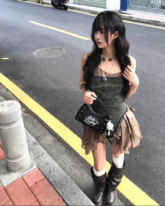 フェアリーコアアシメントリーフリルワンピース