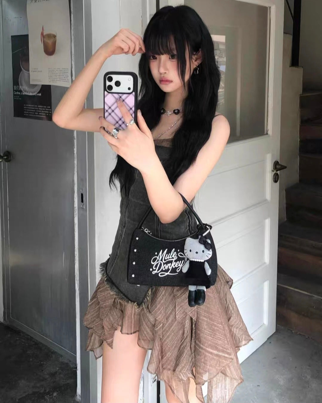 フェアリーコアアシメントリーフリルワンピース