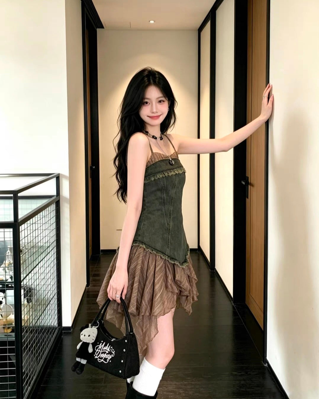 フェアリーコアアシメントリーフリルワンピース