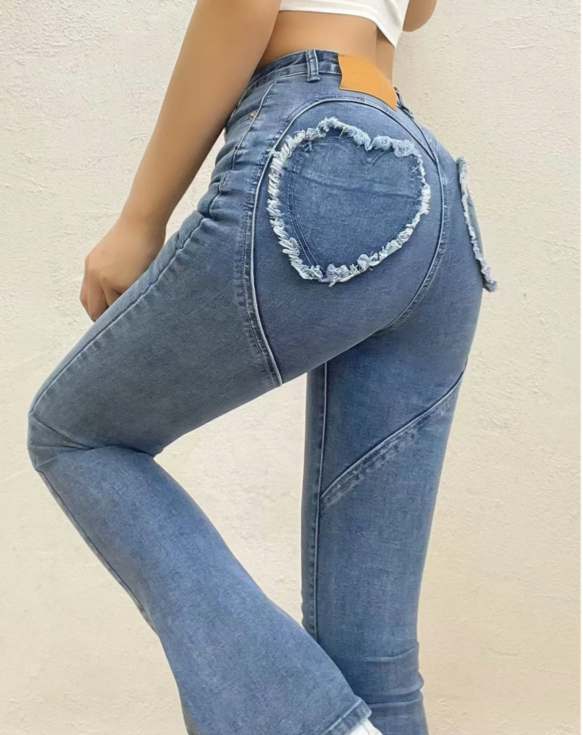 ハートステッチブーツカットデニム