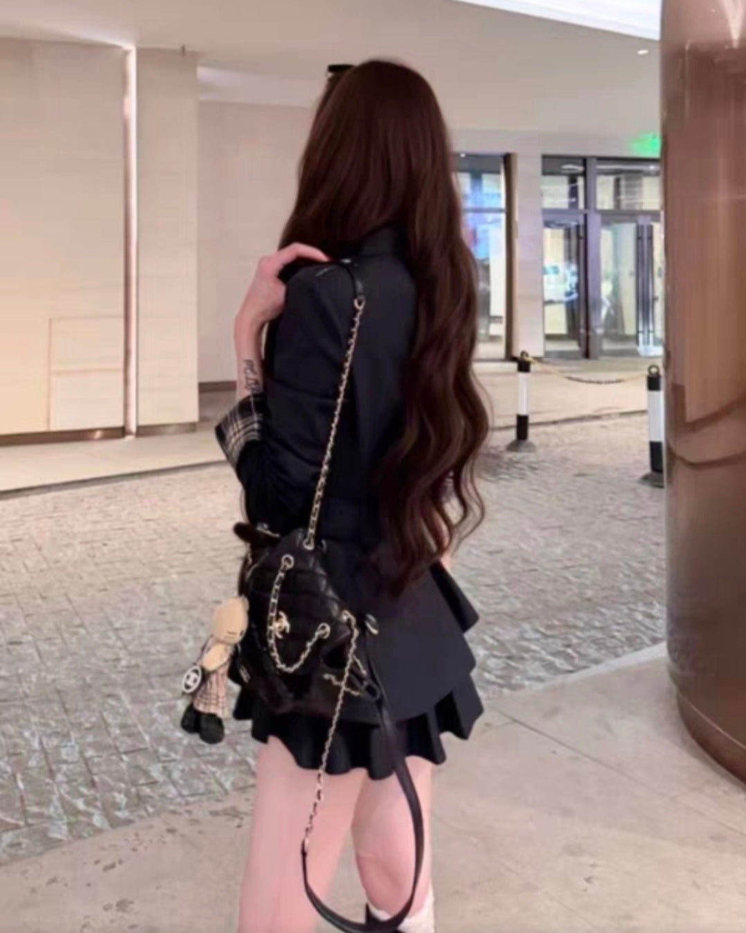 チェックカラーペプラムミニセットアップ