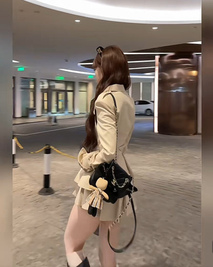 チェックカラーペプラムミニセットアップ