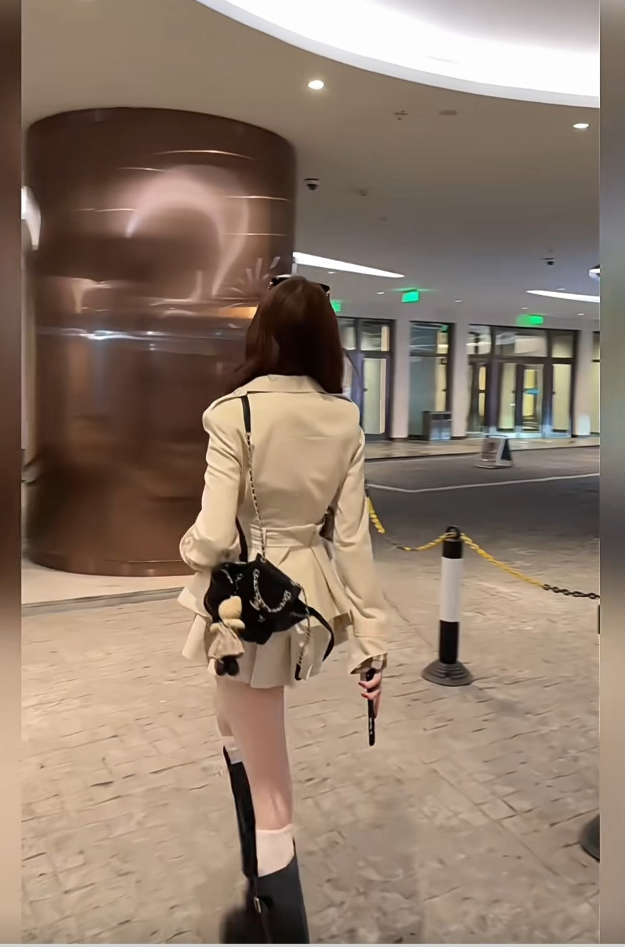 チェックカラーペプラムミニセットアップ